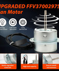 Bathroom Exhaust Fan Motor Replacement For FV08VQ3 FV11VQ3 FV11VH2 FV11VHL2 FVLP003 120V 1750 RPM With Two Pin Plug DIY Friendly Easy Install Quiet Operation Replacement Part FFV3700297S glossy silver cylinder with wiring.