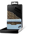 Cobalt Drill Bit Set M35 HSS 13 Piece One Sixteenth Inch To One Quarter Inch Twist Bits in open case with labeled sizes