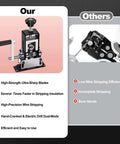Comparison between Drill Powered Manual Wire Stripping Machine and generic model, highlighting features like ultra-sharp blades and efficiency.