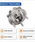 2 Pack Front And Rear Wheel Hub And Bearing Assembly 512460 Compatible With Ford Explorer 2011 To 2019 And Police Interceptor Utility 2013 To 2018 5 Lugs Non ABS High Quality Replacement, close-up view