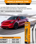26 Inch And 19 Inch Windshield Wiper Blades For Tesla Model 3 And Model Y 2017 Through 2025 Replacement Pack Of 2 shown with red Tesla