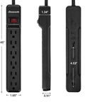 Dimensions of Two Pack Heavy Duty Power Strip Surge Protector With 25 Ft Extra Long Extension Cord Flat Plug 15 Amp 500 Joules.
