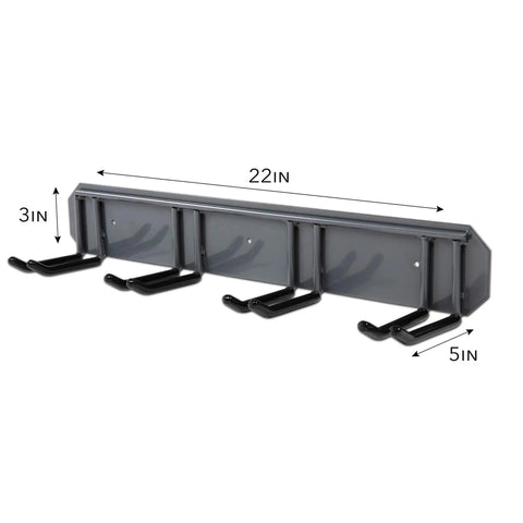 Wall Mounted Ski Storage Rack Holds Four Pairs Of Skis And Poles Or A Snowboard Tough As Nails With Rubber Coated Hooks, 22x5x3 inches
