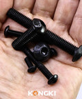 Built Tough As Nails M8 Button Head Socket Screws 45Mm X 1.25 Pitch 10.9 Alloy Steel Black Oxide full thread fasteners in hand.