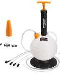 Grip Tight 6 Liter Manual Oil Extractor Pump For Swift Engine Oil Changes Via Dipstick Tube with hoses and accessories.