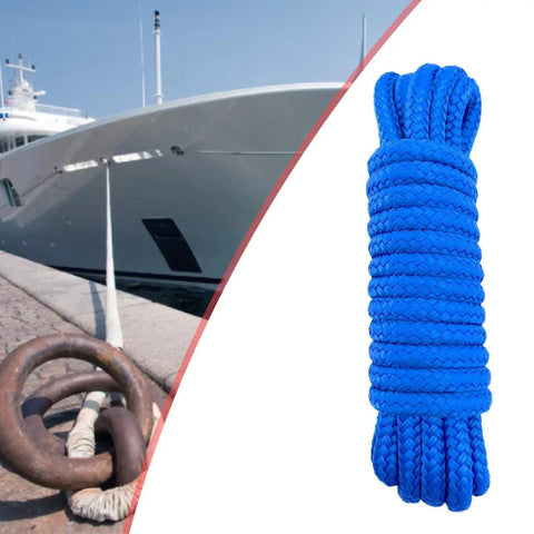 Boat Dock Rope For Quick Mooring And Replacement, blue double braided marine line, durable for pontoons and boats, 7.62m length