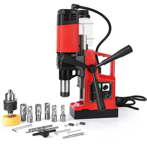 Beefy Portable Magnetic Drill With 1100W Motor And 550 RPM delivers an electromagnetic base with included six piece twist drill bits.
