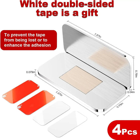 Diagram of Ultra Thin Magnetic Cabinet Catches Set No Drill Self Adhesive For Doors And Drawers showing dimensions and 4-pack