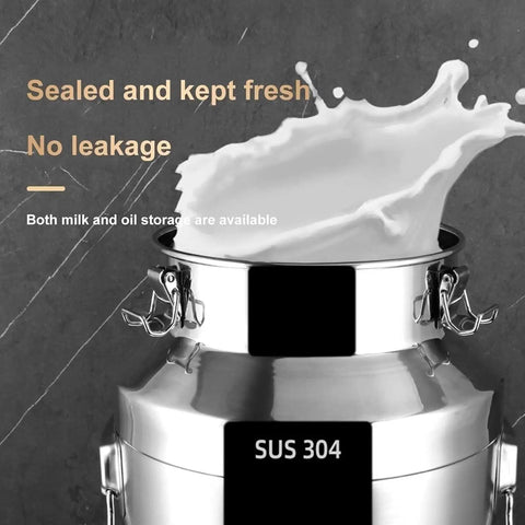Premium 12.68 Gallon Stainless Steel Milk Can With Airtight Lids for Storing milk with secure sealing and no leakage.