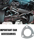 2.5-inch 3-bolt exhaust flange gasket, high-temperature graphite, automotive replacement, shown with car exhaust underside.