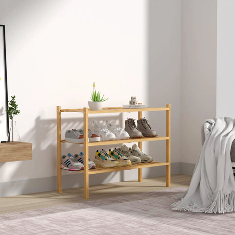 Built Tough 3 Tier Bamboo Shoe Rack, Heavy Duty Freestanding Entryway Shelf For Closets Or Tiny Rooms, No Fuss Natural Wood Storage Rack With Deep Shelves 27X11X20