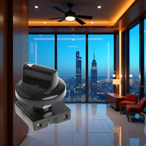 4 Position Ceiling Fan Speed Switch With 3 Speeds And Off Dope Black Rotary Controller in modern living room