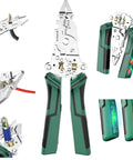 14 In 1 Wire Stripping Pliers With Rechargeable Battery, Built In Voltage Tester And Alarms, Detects 12 To 250 Volts, Green