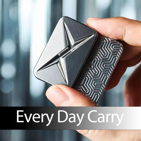 Hand holding Lightning Infinite Fidget Slider Magnetic Haptic Toy For Grownups Stress Relief And Anxiety Control ADHD Friendly Desk Block.
