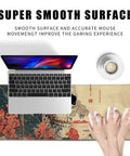 Ukiyoe Anime Skull Mouse Pad XXL Desk Mat For Gaming And Dope Desk Setup, featuring a laptop and coffee cup, non slip rubber base.