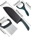 AITRAI 3-piece kitchen tool set: wave crinkle cutter, vegetable peeler, and stainless steel julienne cutter