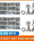 All In One Hex Bolts Nuts And Washers Kit In 304 Stainless Steel M6 M8 M10 Assorted Sizes For Heavy Duty Fastening DIY Projects Auto Repairs Home Improvement And Outdoor Gear, M6-M10