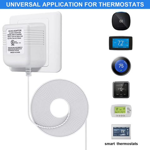 Plug In 24V C Wire Thermostat Adapter For Nest Ecobee Sensi Honeywell Smart WiFi with coiled cable and thermostat compatibility