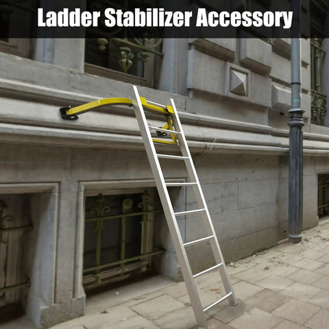 Heavy Duty Ladder Stabilizer for Roof Gutter and Wall Ladders, Adjustable Non Slip Steel Wing Span Standoff on building