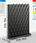 Qugurlid Wall Mounted Lab Drying Rack With 52 Rods And Drainage Outlet Made From Durable Polypropylene shown in black finish, dimensions 27.6in x 21.7in.
