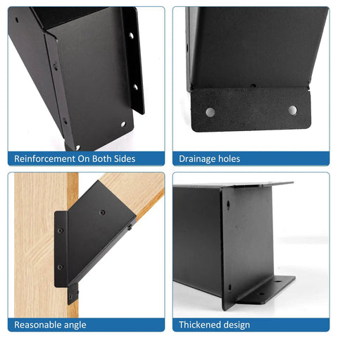 4 Pack Pergola Brackets Kit - 45 Degree Corner Bracket Set For Wooden Gazebos, Tree Houses, Cabins And Outdoor Structures, Built Tough Carbon Steel With Black Powder Coat, Durable Outdoor Support For DIY Projects