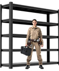 No Nonsense Heavy Duty Metal Storage Shelving Unit With 5000 Lbs Capacity, 84 Inch High Five Tier Adjustable Freestanding Garage Shelves For Workshop, Warehouse, Basement, Anti Slip Rubber Strips For Floor Protection, black steel, worker