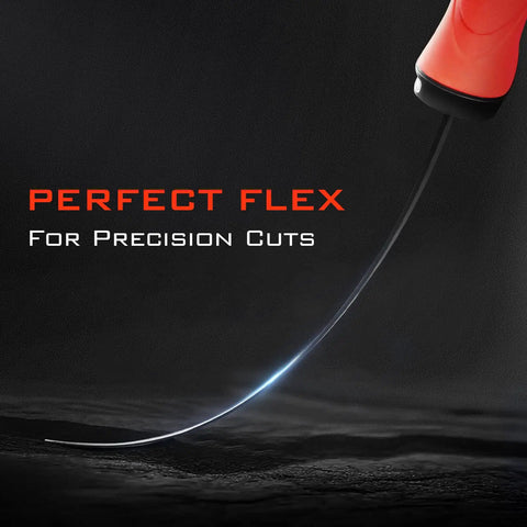 Intimidator Bait Knife And Filet Set With Ultra Sharp G4116 German Stainless Steel Blades showcasing flex for precision cuts