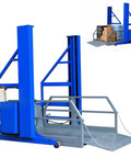 Heavy Duty Mobile Electric Hydraulic Loading Platform With 2 Ton 4400 Lb Capacity Portable Dock Lift, blue unit with steel ramp.