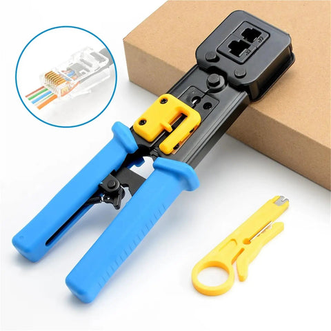 Pass Through RJ45 Crimp Tool For DIY Network Cabling 8P8C Pliers And Cable Stripper RJ12 Cat5 Cat6 Multi Function Pressing Clamp