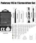 All In One Precision Screwdriver Set With Magnetic Bits And Storage Case, 115 In 1 Tool Kit For Electronics And Home Repairs, black layout