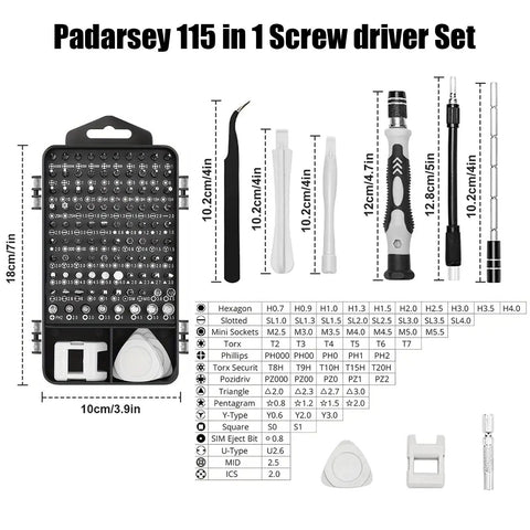 All In One Precision Screwdriver Set With Magnetic Bits And Storage Case, 115 In 1 Tool Kit For Electronics And Home Repairs, black layout