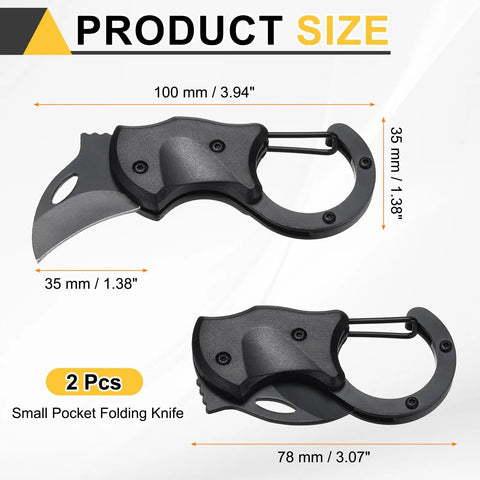 Two Pack Dope Everyday Carry Mini Folding Knife With Carabiners For EDC 3Cr13 Stainless Steel Blade 1.38 Inches