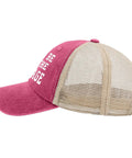 Pink Mens Trucker Cap With Adjustable Buckle For A Perfect Fit, Casual Stylish Hat featuring bold front artwork on the side view