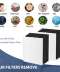 Premium Replacement C545 HEPA Filter Kit for Air Purifier, True HEPA S Filter, includes 2 HEPA filters and 8 carbon pre-filters
