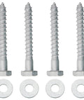 Heavy Duty Wood Lag Screws Kit Three Eighths Inch By Three Inches Hex Head Lag Bolts With Washers Hot Dip Galvanized Four Pack