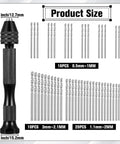 Real Deal Hand Drill Bits Set With Pin Vise Featuring 59 Pieces Of Micro Twist Drills and Tungsten Carbide PCB Mini Bits for precise drilling.