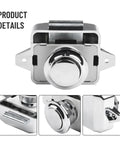 Push Button Latch Kit for RVs and Campers, 5 Pack Cabinet Locks and Door Catches, close-up of latch and mounting components