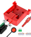 18V Battery Adapter Kit for Milwaukee M18 to Power Ride On Toys, RC Cars, and Robotics Converter, red adapter, switch, fuses
