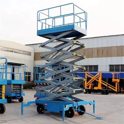 Heavy Duty Electric Hydraulic Scissor Lift Table Mobile Industrial Cargo Platform 16 Feet adjustable with raised platform.