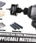 Vearter bi-metal hole saw kit, 3 pc set, 7/8 to 1-3/8 in, with arbors, for wood and metal, black