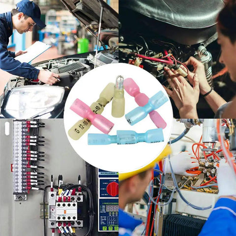 Heat Shrink Bullet Connectors Kit, 100 Pcs Male And Female Electrical Bullet Terminals, for auto and electronics use.
