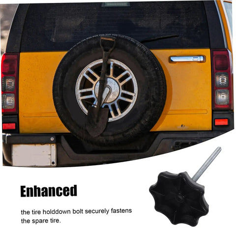 Universal Spare Tire Mounting Bolt Clamp For Cars on SUV rear with tire and shovel attachment