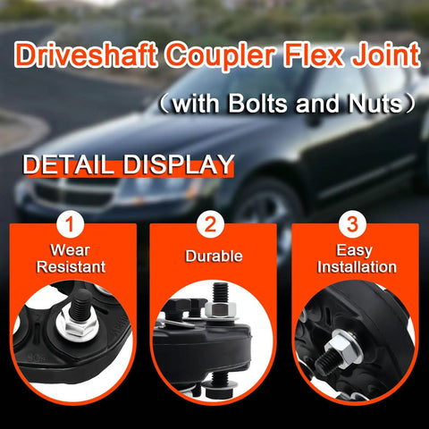 Plug And Play Flex Joint Driveshaft Coupler 935 302 For Chrysler Pacifica 2004 2008 And Dodge Avenger 2008 Journey 2009 2017 Replacement Part With Easy Install And Durable Build Replaces 4641968AC 4641968AD 4641968AE 4641968AF 4641968AG, black coupler with bolts