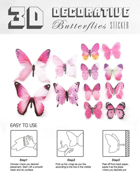 Butterfly Wall Decals Set 80 Pcs 3D Removable Mural Stickers For Home Living Room And Bedroom Decor Mixed Styles A B C D