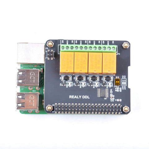 4 Channel Relay Module for Raspberry Pi High Voltage Switching Board Plug and Play Home Automation Add On for Pi visible top view