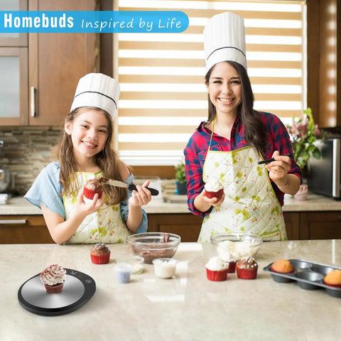 Uber Precise 22 Pound Digital Food Scale With Grams And Ounces In 1G Increments LED Display used by bakers in kitchen