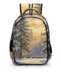 Winter Icicle Deer Woodland Printed Unisex Backpack With Large Capacity, durable polyester and smooth zipper