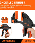 Rock Solid Heavy Duty Bar Clamps 2 Pack 12 Inch with concealed trigger for easy release during woodworking.