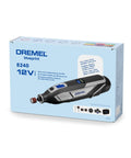 Dremel 8240-5 12V cordless rotary tool kit on blue box with tool image and accessories