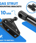 Image showing 10mm Ball Stud Mounting Bracket Kit for Gas Shock Strut Prop Lift Support, black heavy duty, auto use.